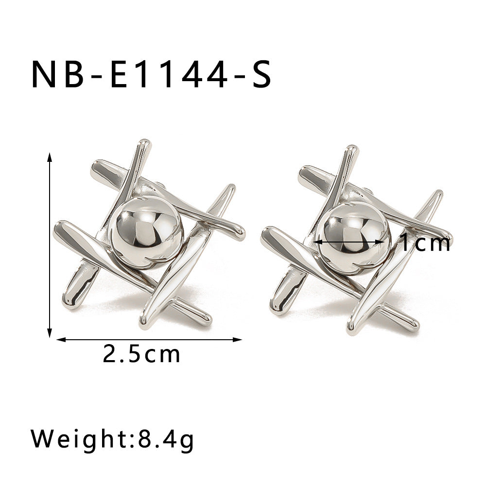 Orecchini Ipoallergenici Minimalisti Geometrici in Acciaio Inossidabile con Placcatura Sottovuoto in Oro 18K da Donna