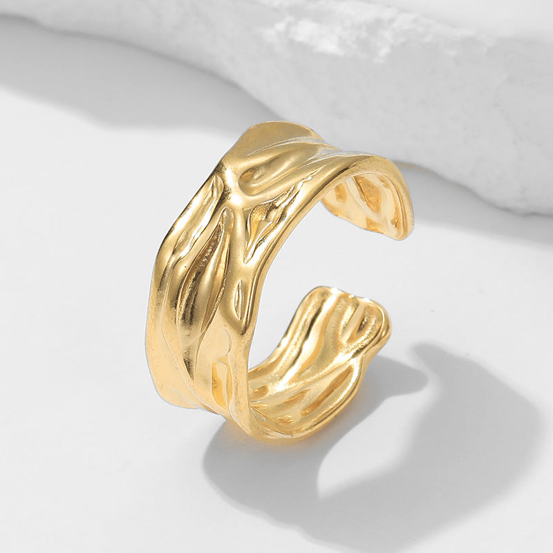 Minimalist Geometric Titanium Steel Adjustable Ring with 18K Gold Plating for Index Finger Unisex Fashion Jewelry