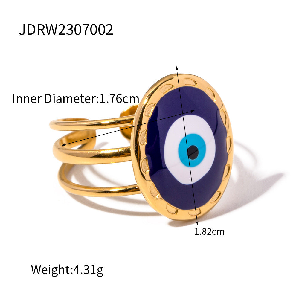 Anello da donna in acciaio al titanio con occhio di demone geometrico, placcato, gioiello di moda in acciaio inossidabile ipoallergenico
