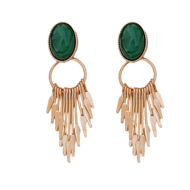 Orecchini a Nappa a Chiave Circolare in Stile Vintage in Lega con Finitura Placcata da Donna
