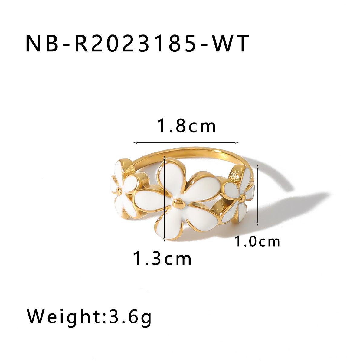 Anello in Acciaio Inossidabile Smaltato a Margherite Stile Vintage con Placcatura Sottovuoto in Oro 18K, Design Floreale Geometrico, Fascia Unisex Resistente allo Sbiadimento