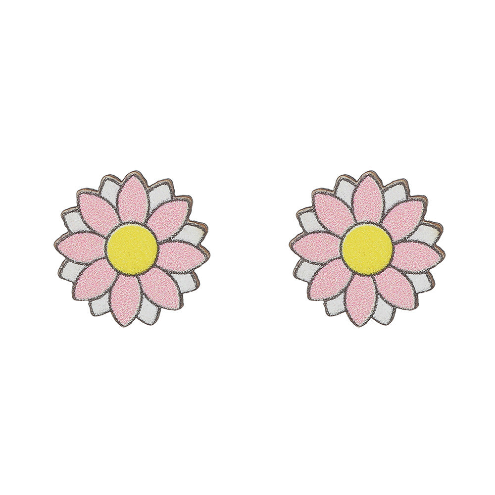 Cute Cartoon Animal Wood Stud Earrings Plated Rabbit Design for Kids