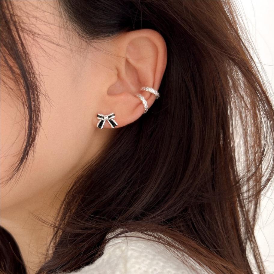 Orecchini a fiocco da donna in argento sterling 925, semplici ed eleganti