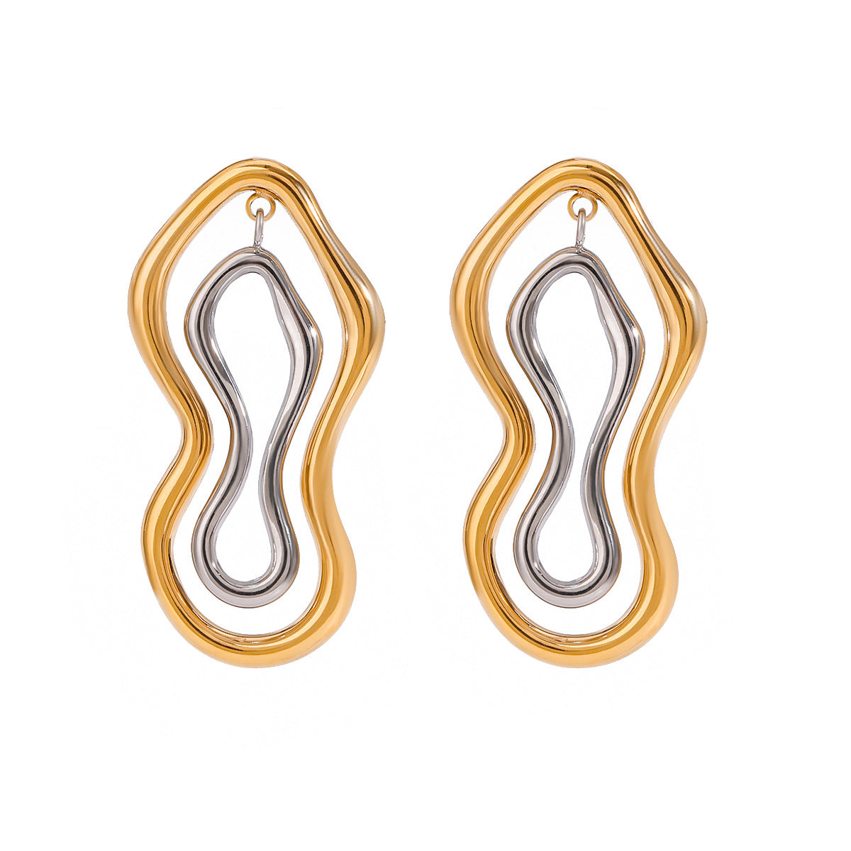 Pendientes de acero inoxidable geométricos minimalistas con acabado chapado para mujer
