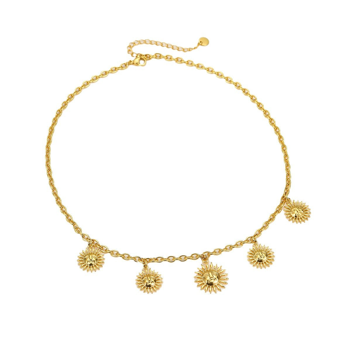 Collana con Ciondolo Girasole alla Moda da Donna in Acciaio Inossidabile con Finitura Placcata, Delicata Catena per Clavicole
