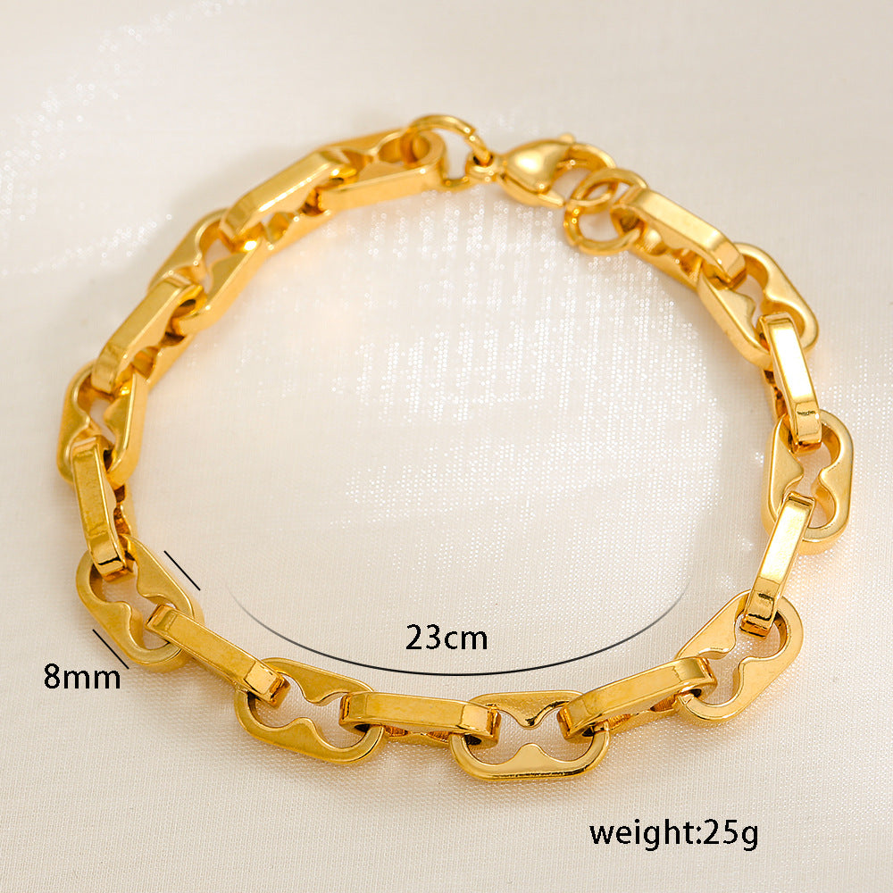 Bracciale Minimalista Cuban Link in Acciaio al Titanio Placcato Oro 18K per Donna e Uomo