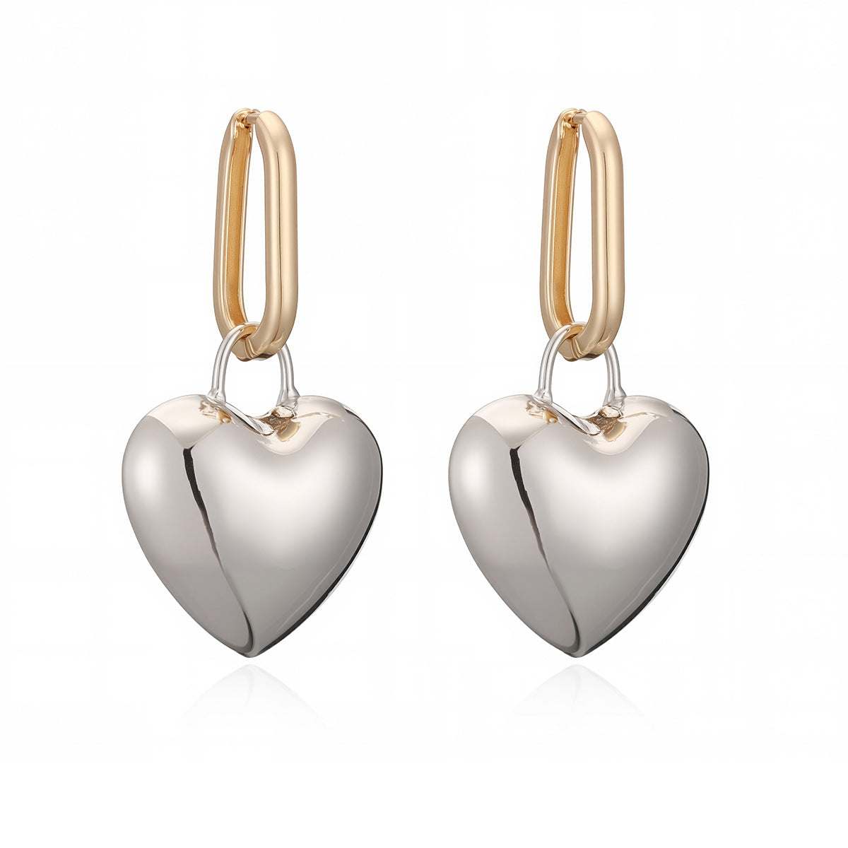 Minimalist 18K Gold Plated Brass Heart Geometric Earrings for Women