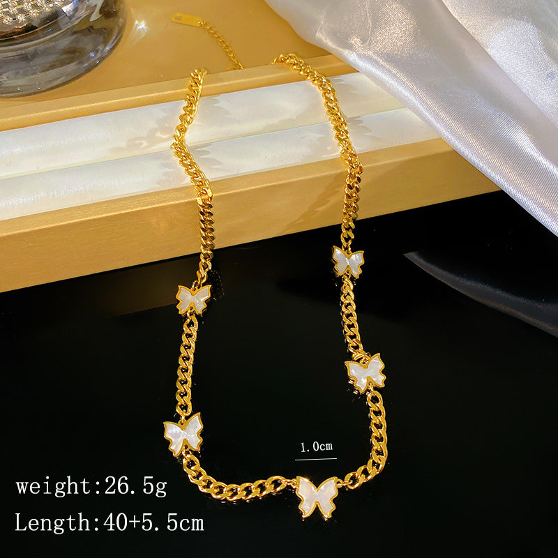 Luxury Cuban Link Chain Titanium Steel Star Necklace Plated Unisex Jewelry
