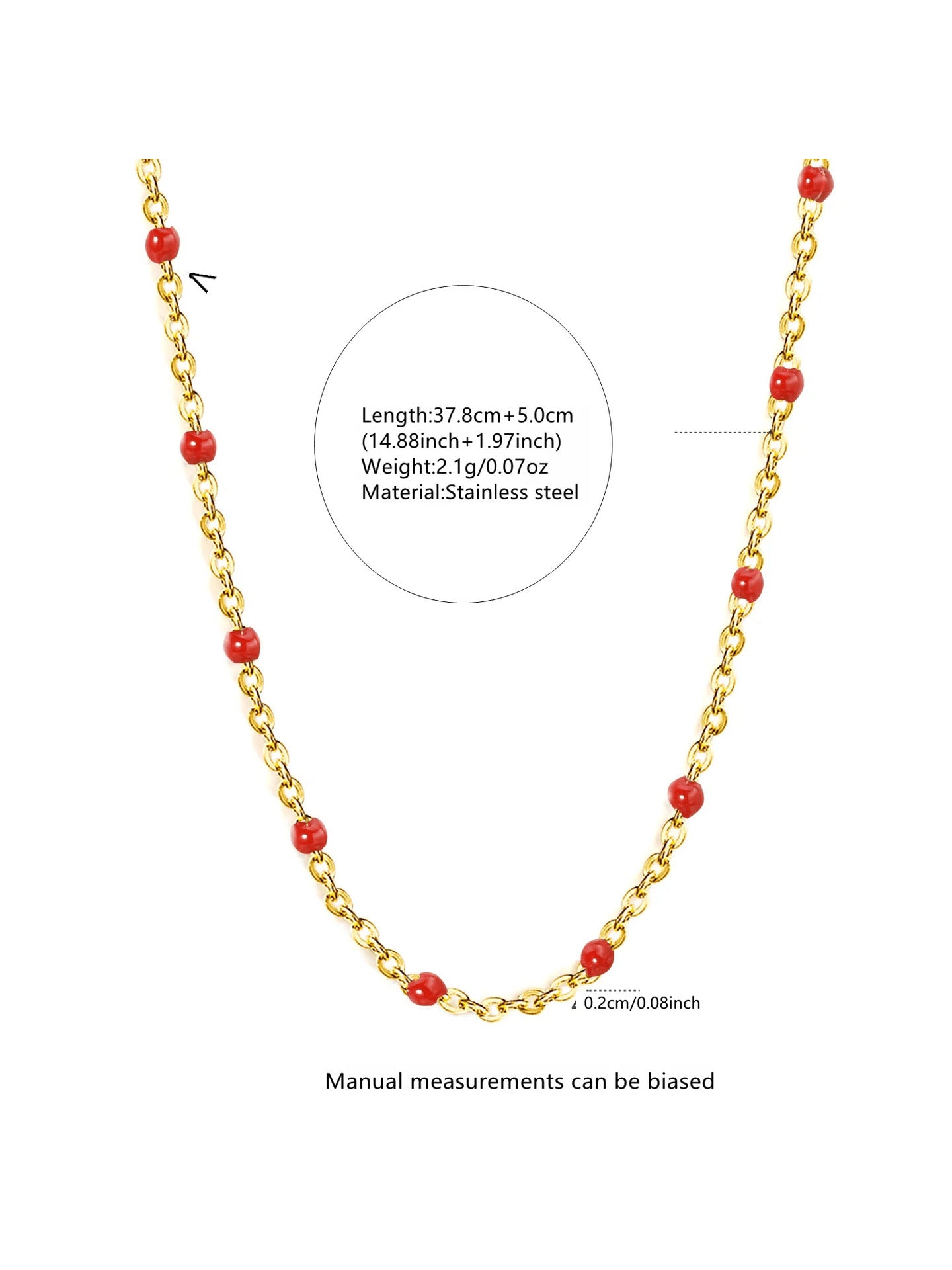Dolce collana da donna in acciaio inossidabile placcato oro 18 carati con perline geometriche rotonde