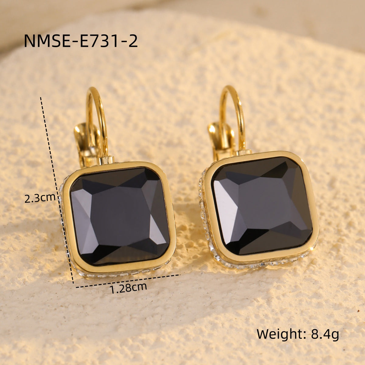 Orecchini da donna elettroplaccati con pendente quadrato geometrico minimalista in acciaio inossidabile e zirconi micro-incastonati