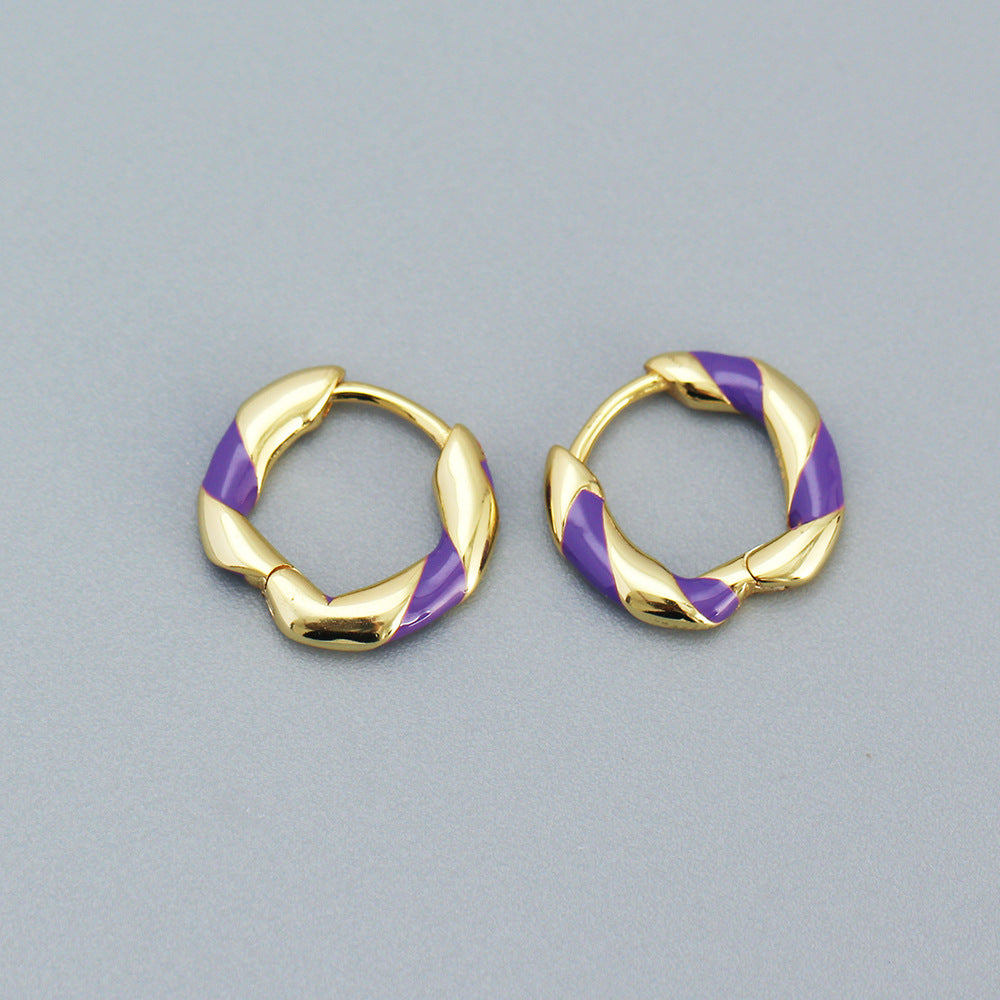Orecchini a Cerchio da Donna in Argento Sterling 925, Smaltati a Olio a Spirale, Dolce, Colorati e Geometrici
