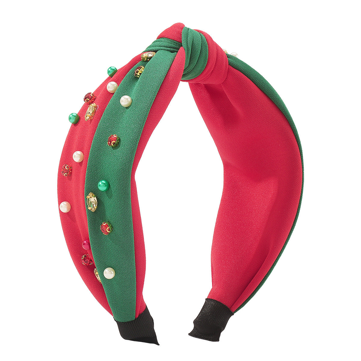Fascia per Capelli Natalizia Dolce e Audace con Strass e Perle, Cerchietto Festivo a Fascia Larga da Donna
