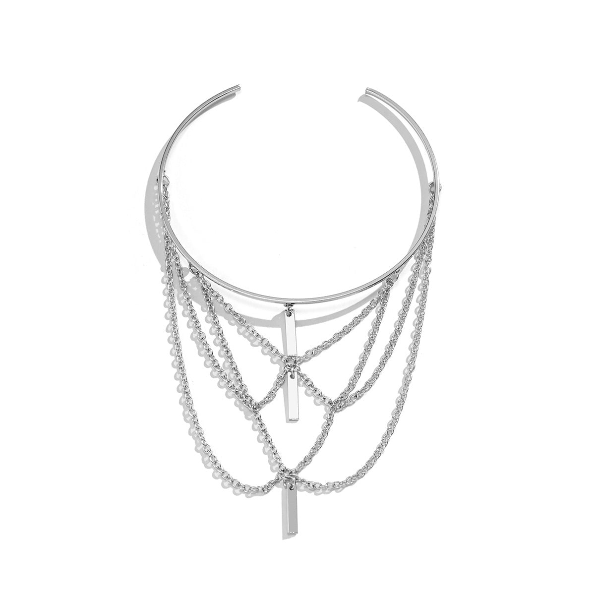 Bracciale a Polsino Vintage con Ciondolo a Croce Geometrica, Nappa e Dettaglio a Catena per Donne