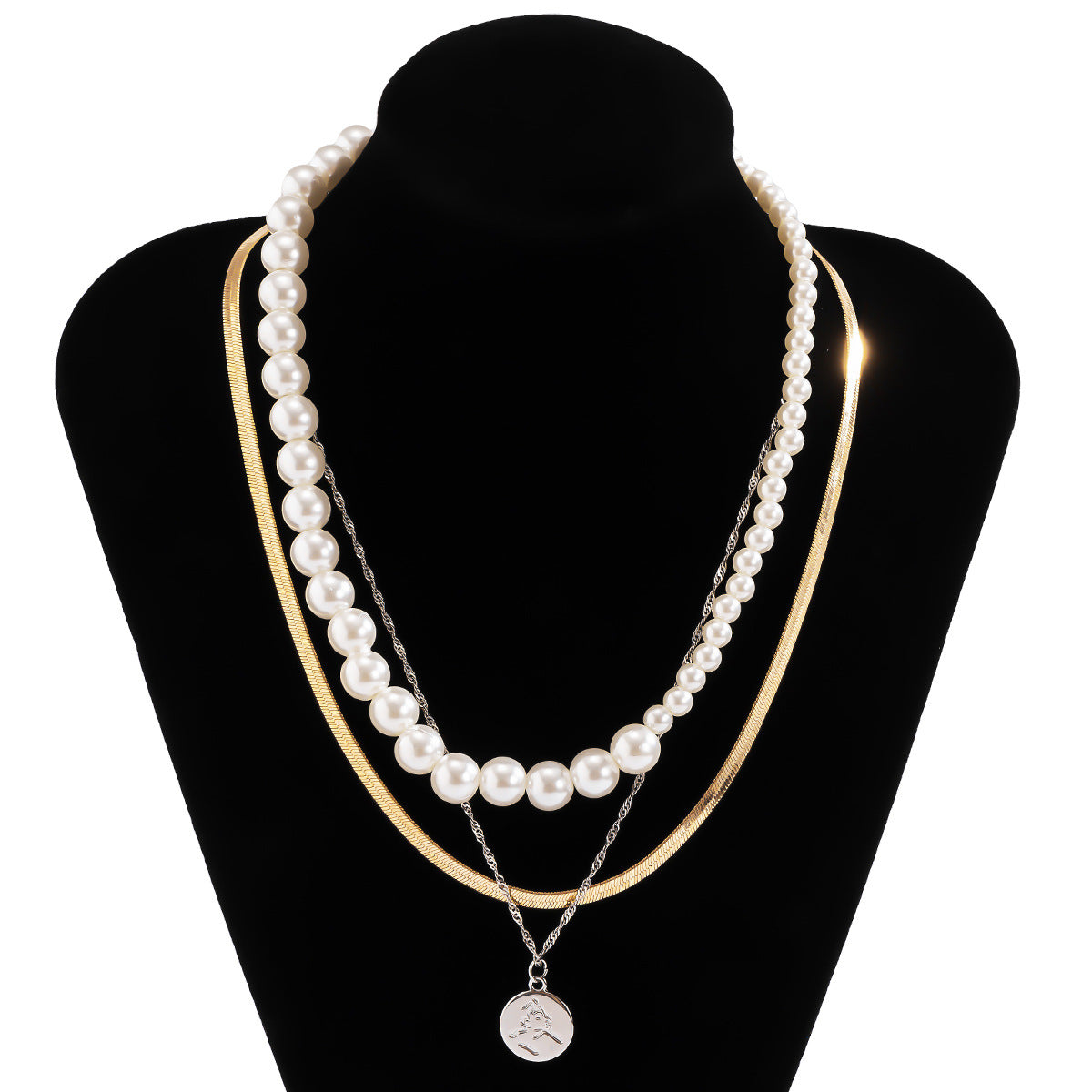 Collana con ciondolo geometrico asimmetrico da donna con struttura in lega e finitura galvanizzata