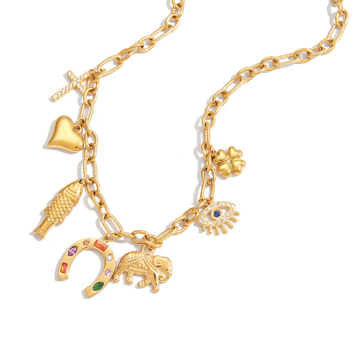 Ciondolo geometrico elefante minimalista in titanio e acciaio, collana placcata in acciaio inossidabile da donna con ciondolo a barra