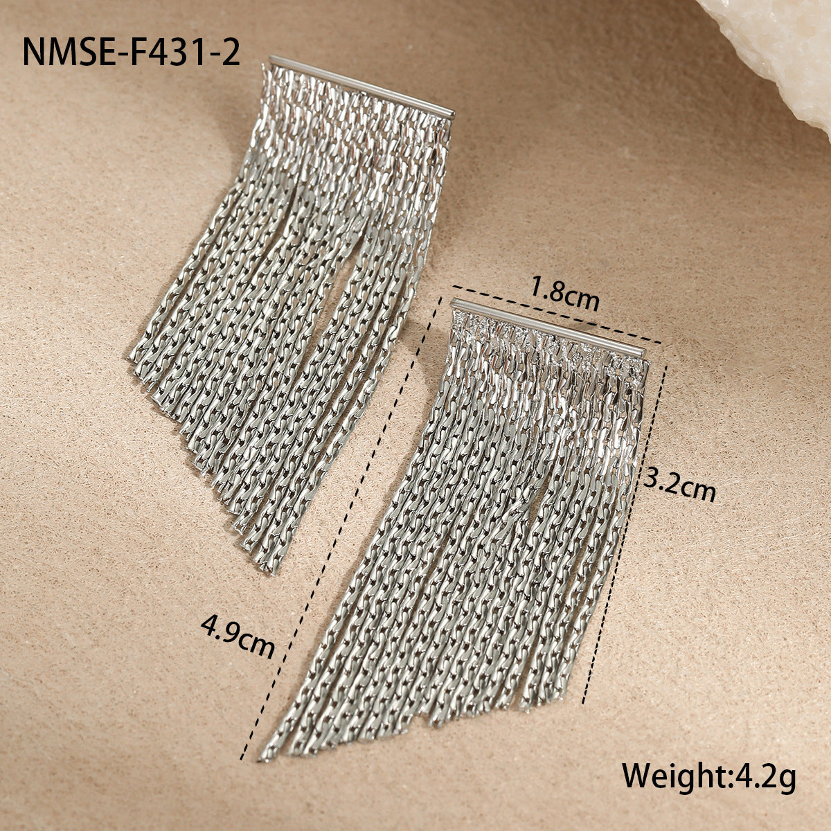 Geometric Tassel Chain Earrings in Stainless Steel with Plating Finish for Women