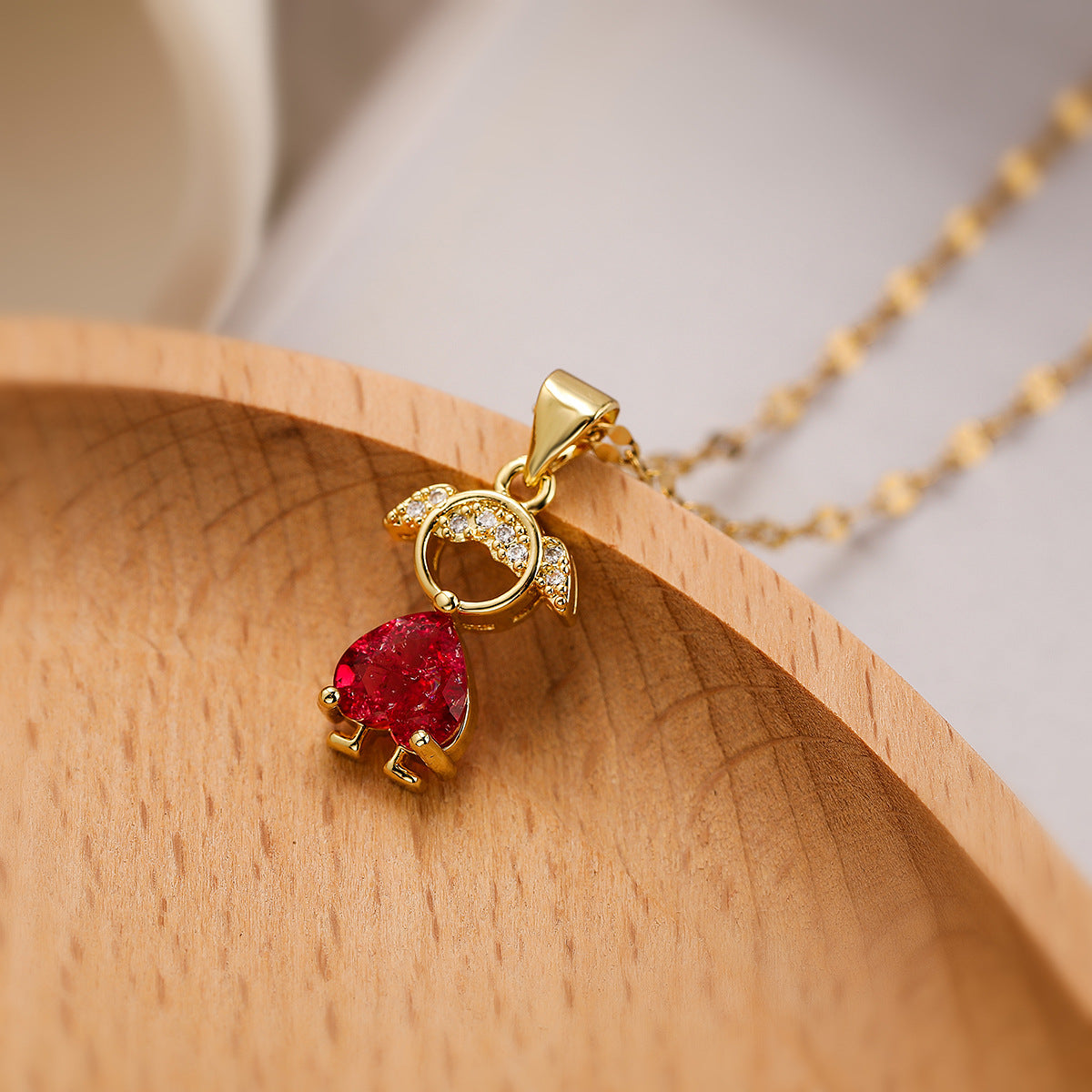Collana Minimalista con Pendente Geometrico in Zirconia da Donna in Rame, Catena Regolabile alla Clavicola