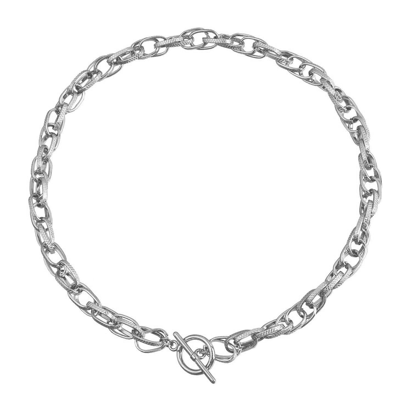 Minimalist Geometric Hollow-Out O-Shape Necklace for Women with Plated Metal Chain