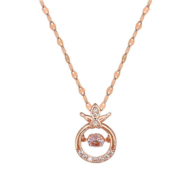 Elegante collar con colgante de luna en acero de titanio con incrustaciones de pedrería para mujeres y hombres, cadena de medallón geométrica minimalista