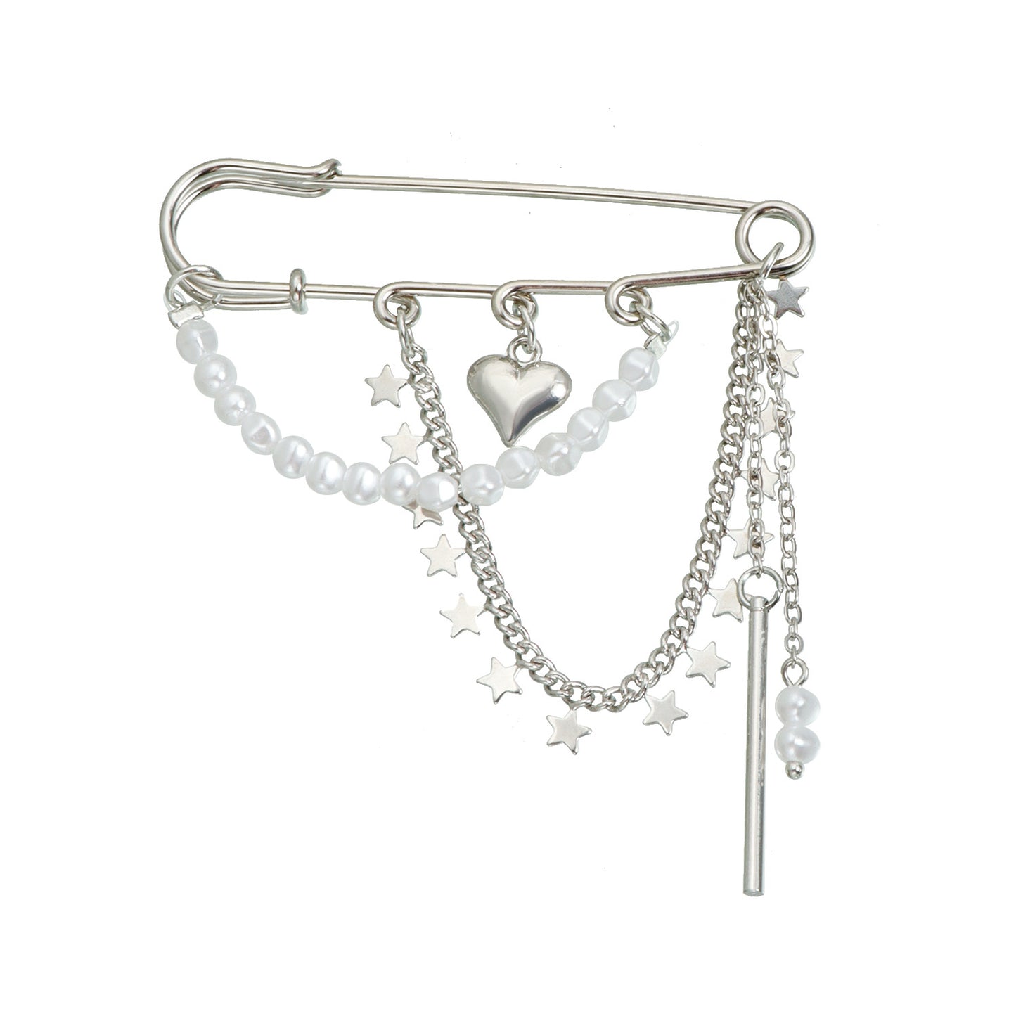 Broche de Luna y Corazón Geométrico de Moda para Mujer con Cuerpo de Aleación y Acabado Galvanizado para Regalo de Decoración o Uso Antideslizante