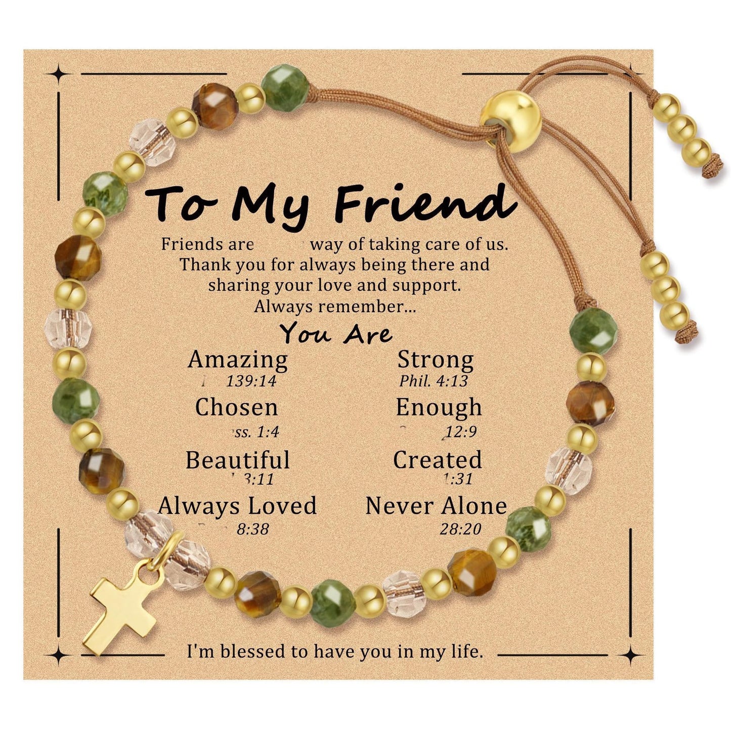 Minimalist Natural Tiger Eye Cross Pendant Adjustable Hand-woven Bracelet for Women