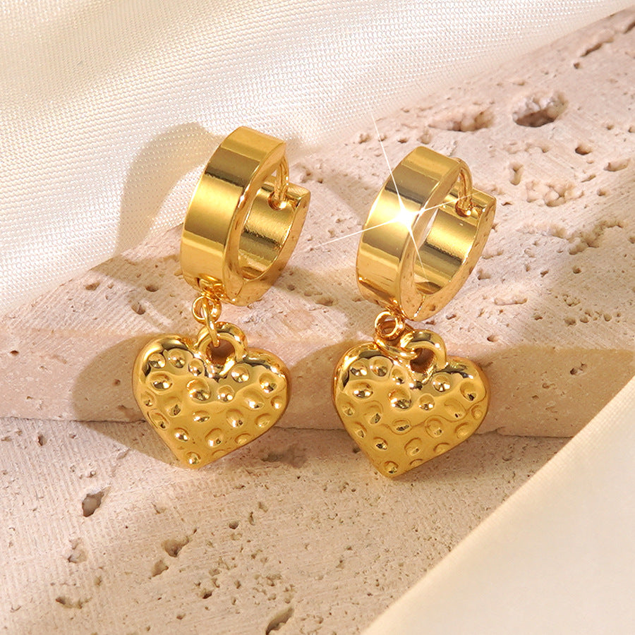 Eleganti Orecchini da Donna Placcati in Acciaio Inossidabile con Motivo Geometrico Cuore Stella
