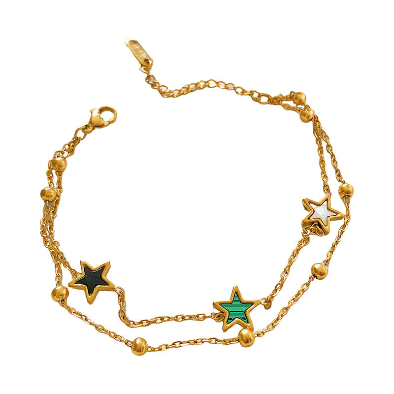 Minimalist Luxury Titanium Steel Plated Star Beaded Bracelet