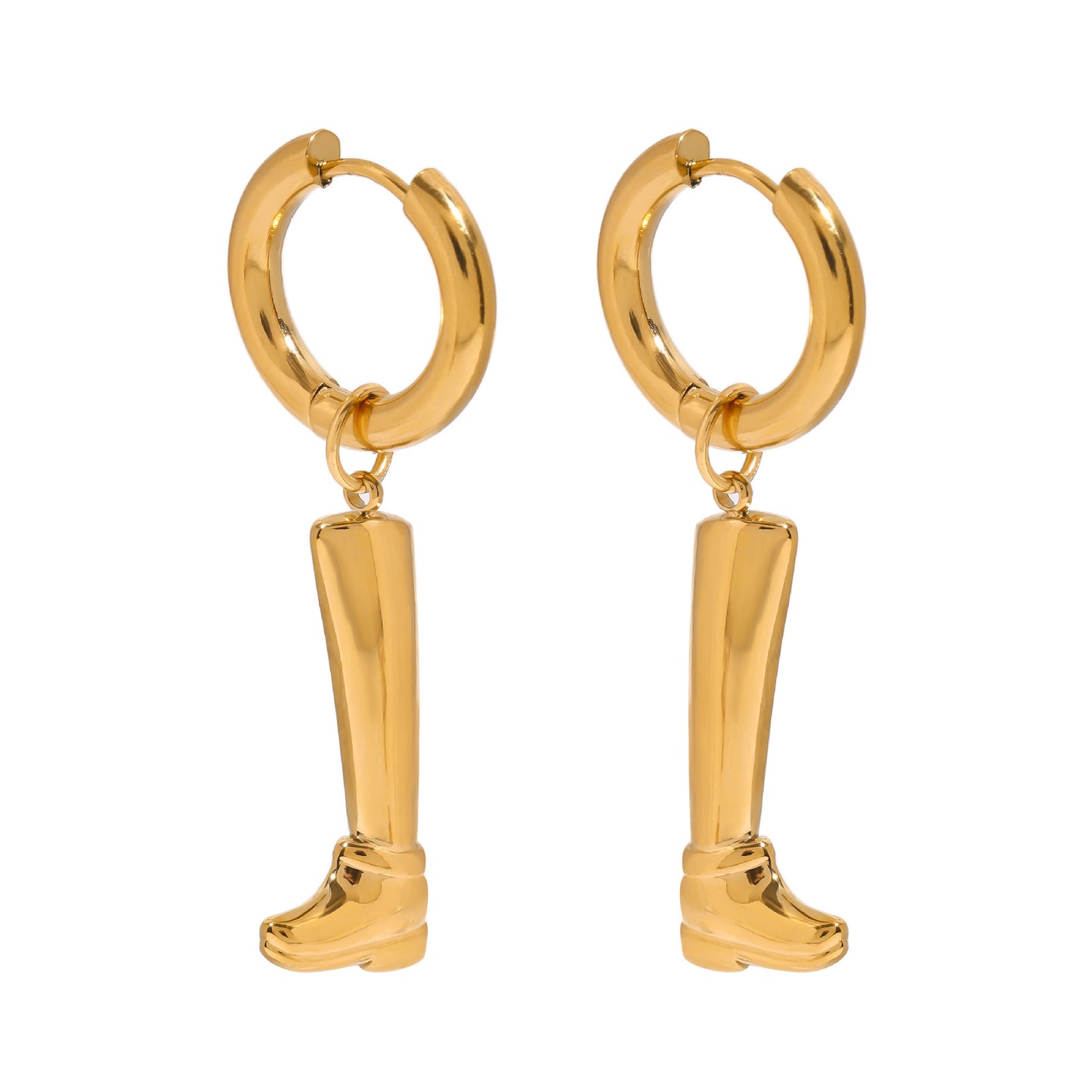Orecchini da donna alla moda a forma di stivale geometrico in acciaio inossidabile placcato oro 18K