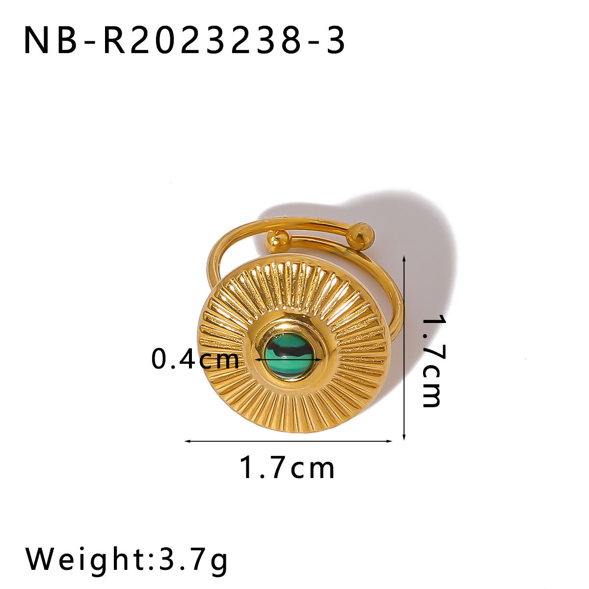 Geometric Stainless Steel Ring with Turquoise Inlay Adjustable Open Band for Women Featuring 18K Vacuum Plating and Minimalist INS Style