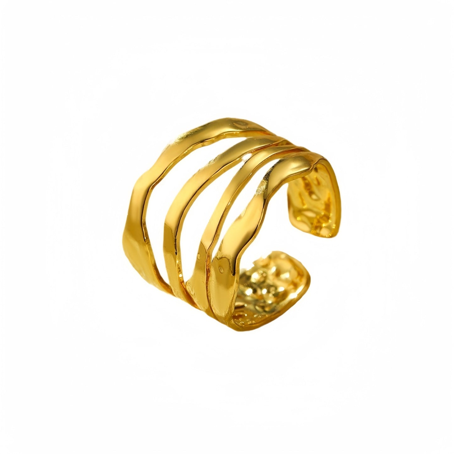Anello regolabile geometrico irregolare minimalista da donna in acciaio inossidabile con finitura galvanizzata