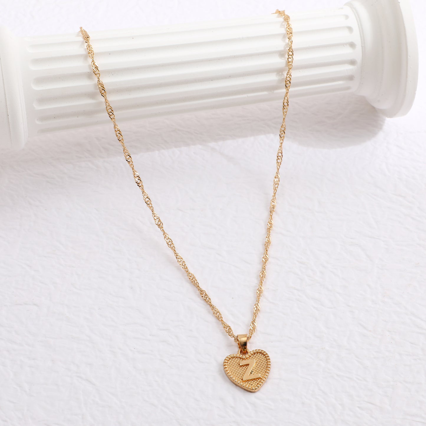 Minimalist Heart Letter Zinc Alloy Plated Necklace Singapore Chain Women
