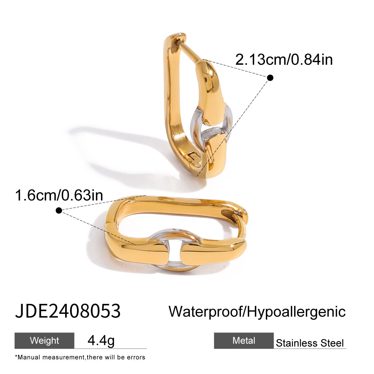 Minimalist Geometric Horseshoe U-Shape Stainless Steel Plated Cubic Zirconia Bracelet for Women