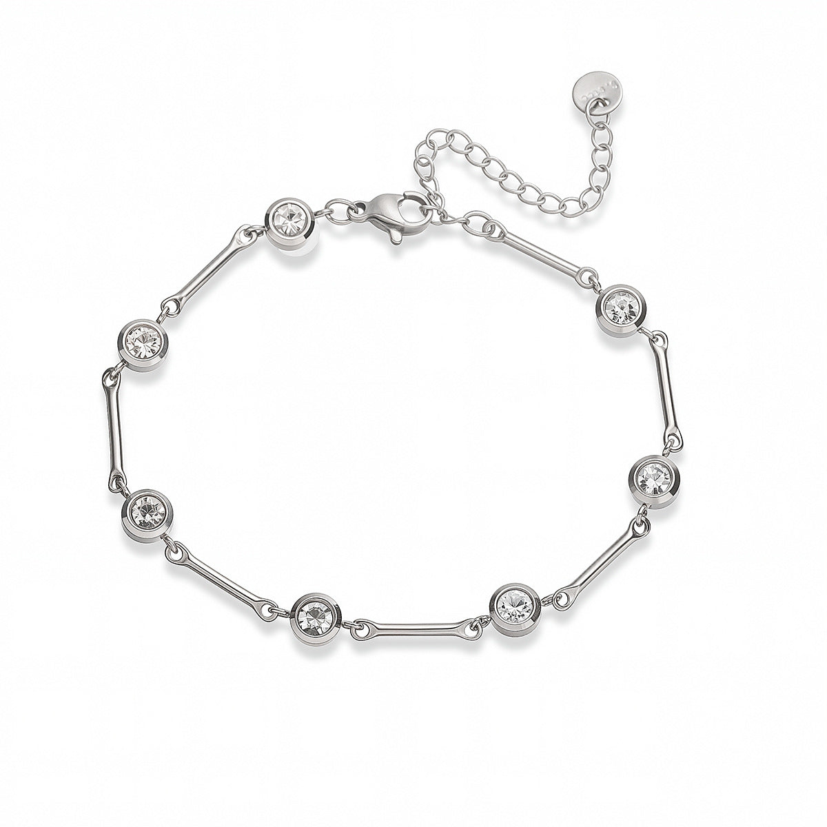 Minimalist Luxury 18K Gold Plated Geometric Stainless Steel Bracelet with Cubic Zirconia for Women