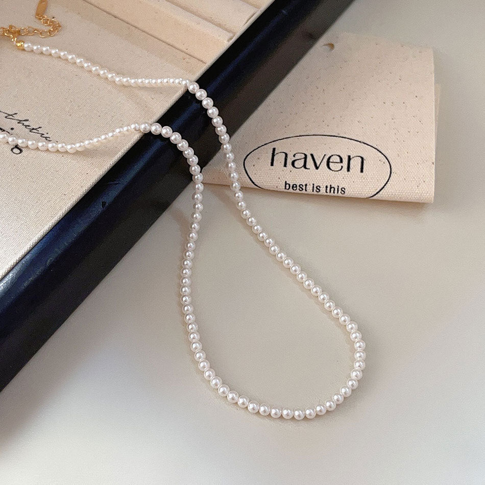 Collana a catena a sfera rotonda intrecciata in argento sterling 925 con cristallo e perla