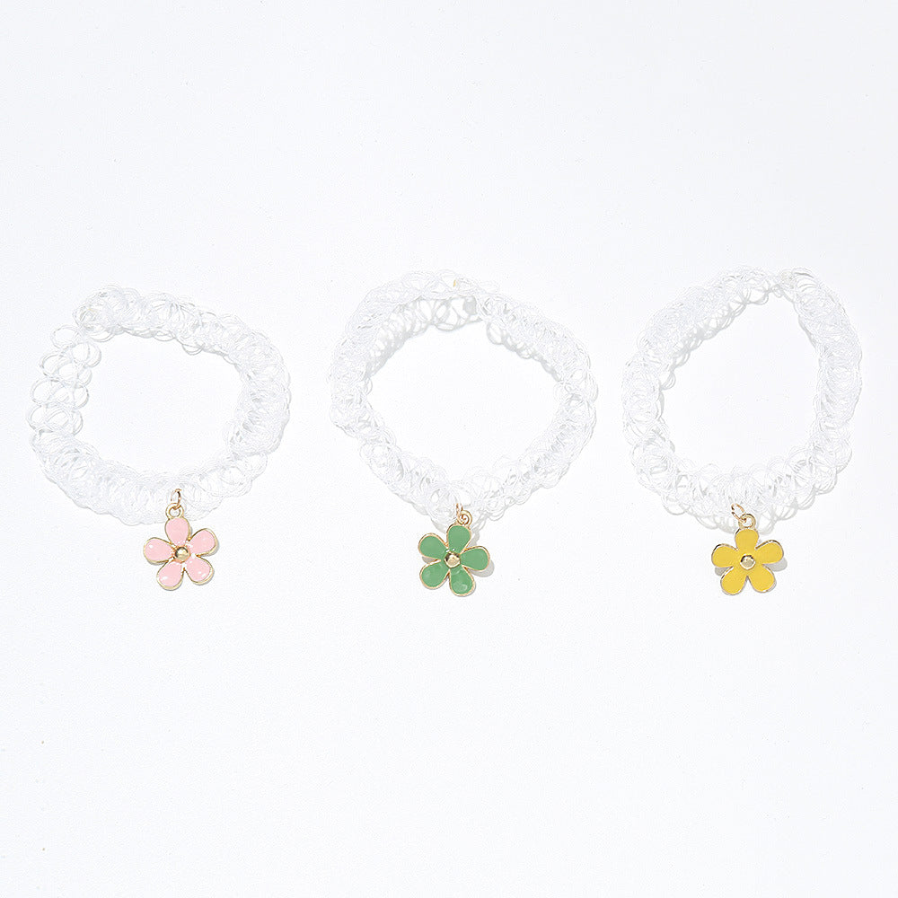 Pulsera Minimalista Floral de Aleación para Niñas Joyería de Verano de Uso Diario con Artesanía Hecha a Mano