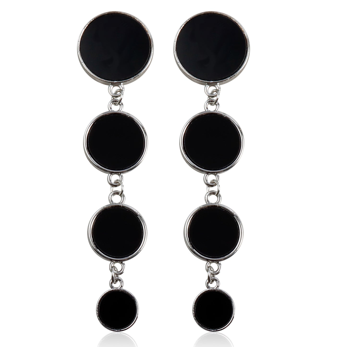 Vintage Minimalist Geometric Alloy Stud Earrings with White Mother-of-Pearl and Moon Motif