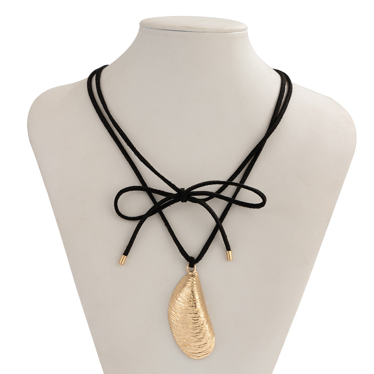 Collar con colgante de lágrima de rayas irregulares para mujer de aleación con acabado chapado, diseño geométrico, estilo atrevido y dulce-genial