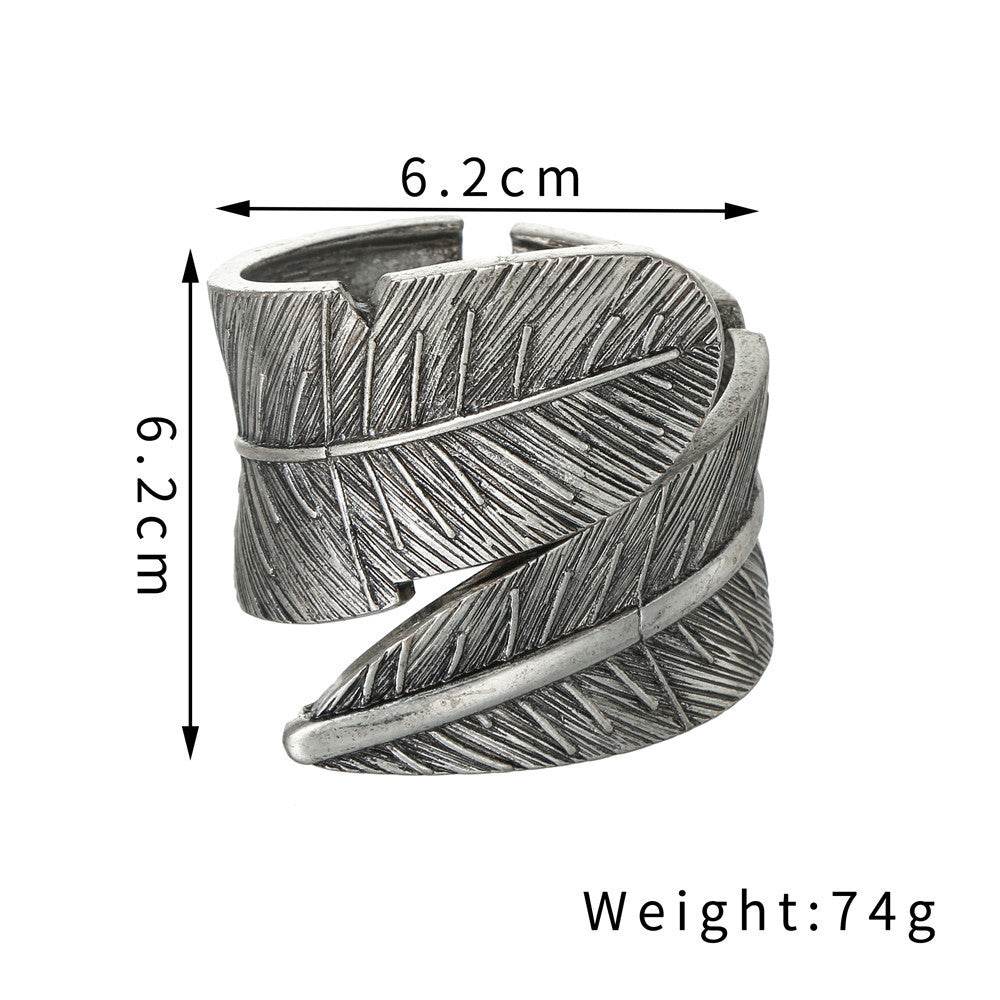 Vintage Sweet Geometric Leaf Plated Alloy Spring Cuff Bracelet for Women