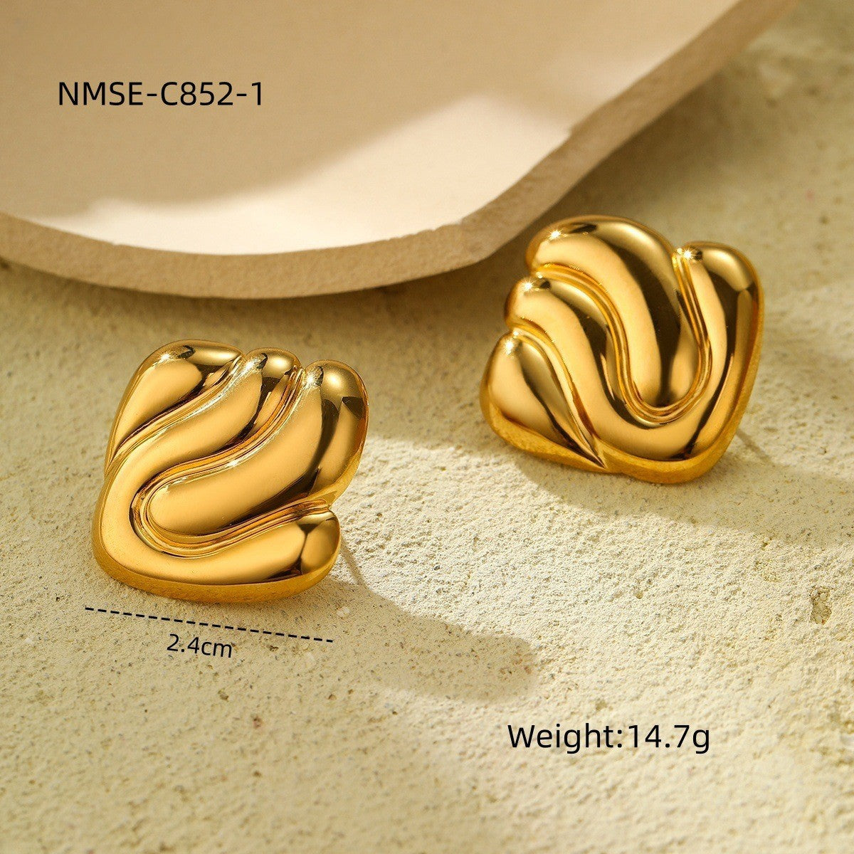 Orecchini geometrici in acciaio inossidabile alla moda con placcatura in oro 18 carati Design lussuoso anallergico leggero da donna