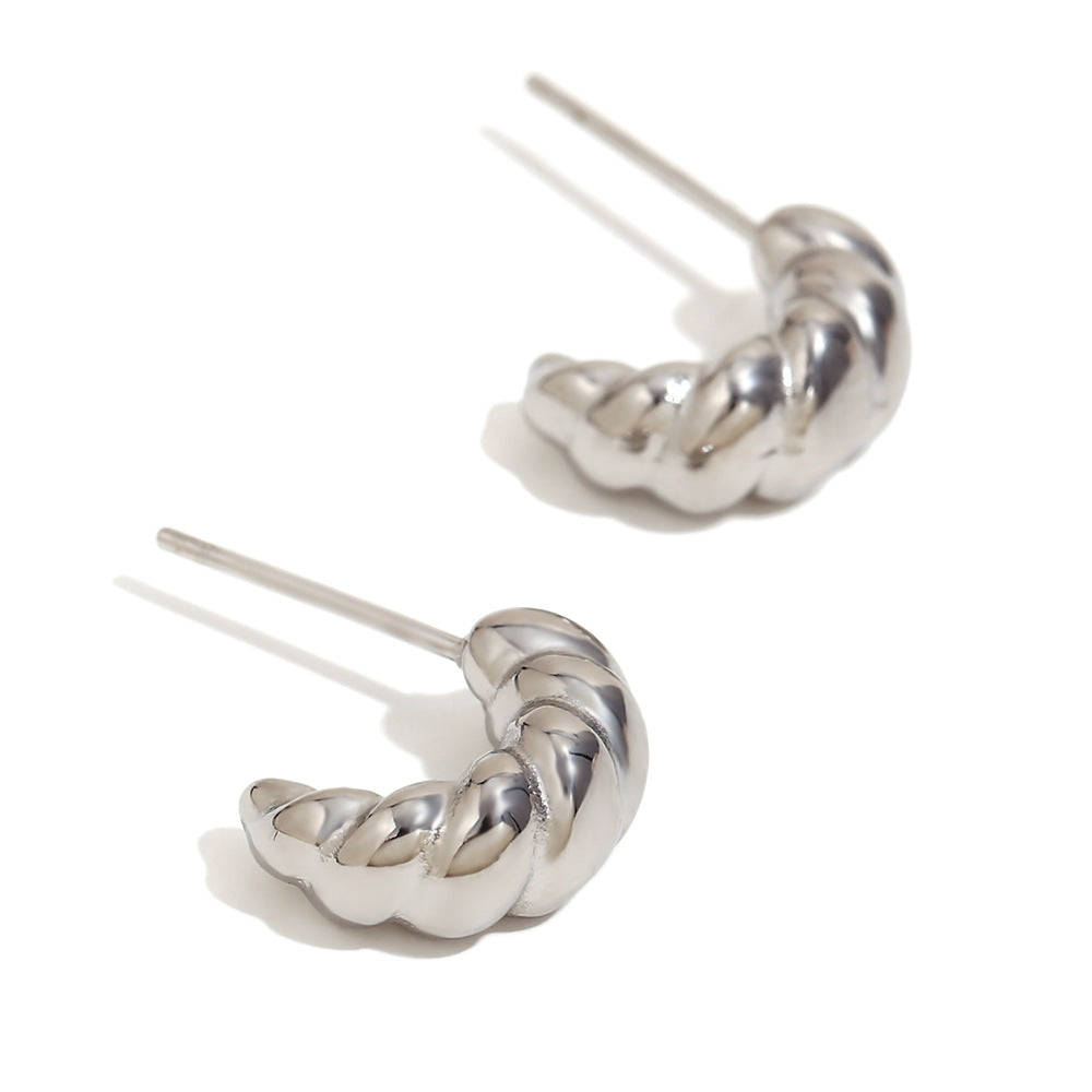 Vintage-Inspired Geometric Stainless Steel Ear Studs with 18K Gold Plating for Women