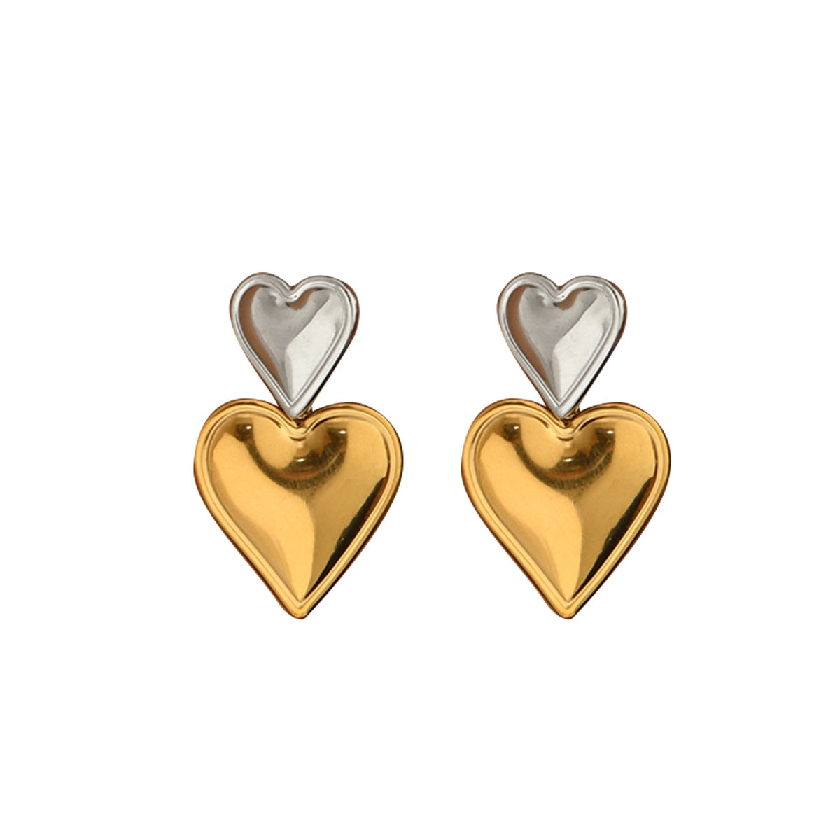 Minimalist Heart-Shaped Zinc Alloy Stud Earrings with Electroplated Finish for Women