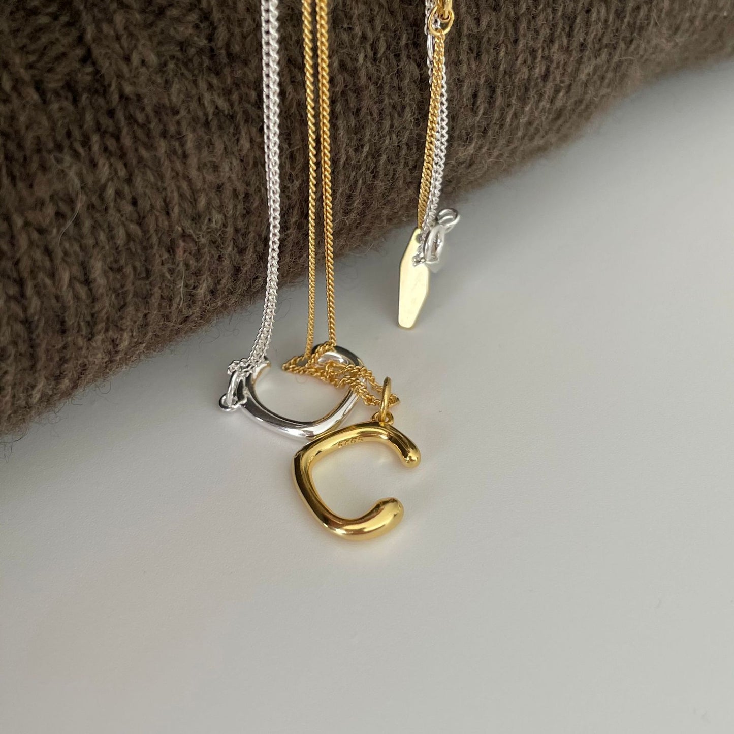 Minimalist Sweet 925 Sterling Silver Oval Geometric Ball Chain Necklace Irregular Design