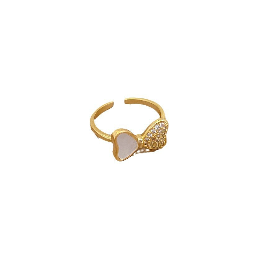 Kawaii Style Butterfly-Shaped Brass Ring with Gold Plating Adjustable Band for Women