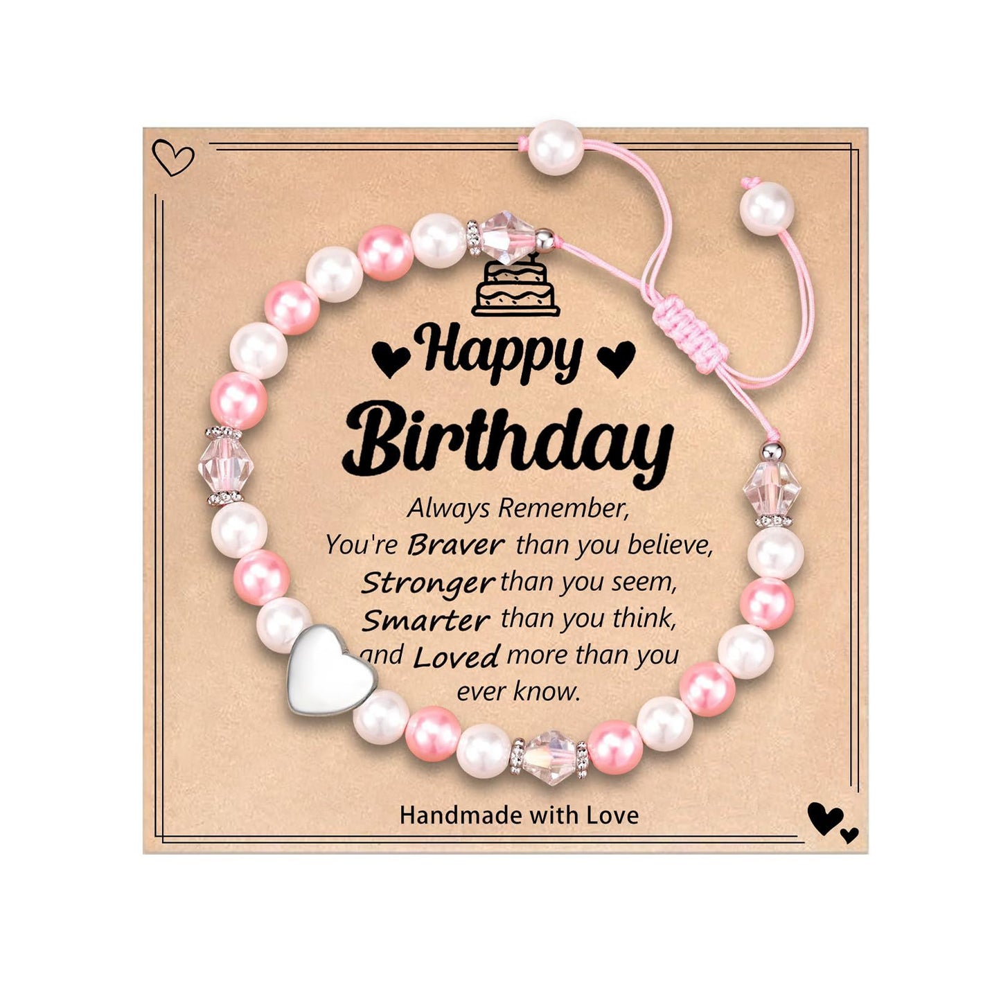Sweet Stainless Steel Number Letter Handmade Woven Pearl Bracelet for Women