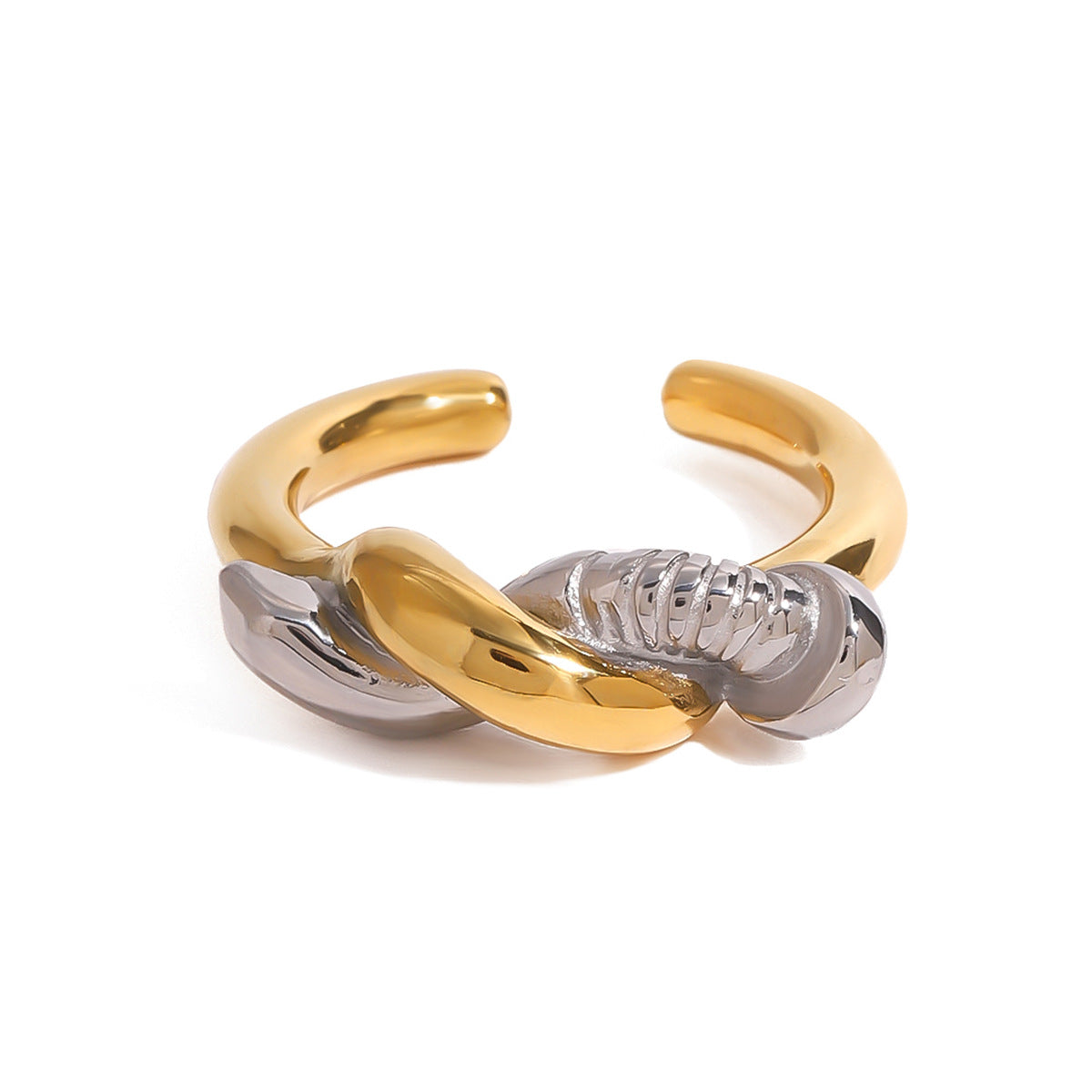Minimalist Geometric Nail Design Plated Stainless Steel Ring for Women
