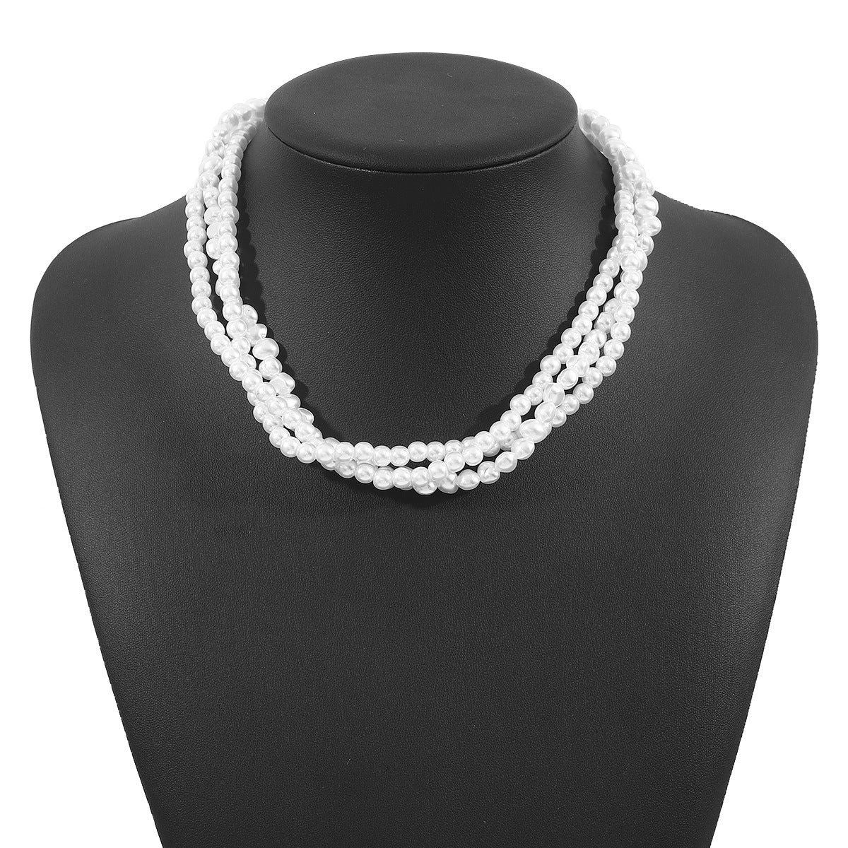 Fashionable OL Style Geometric Shape Imitation Pearl Y-Necklace for Women with Pearl Inlay and Iron Base