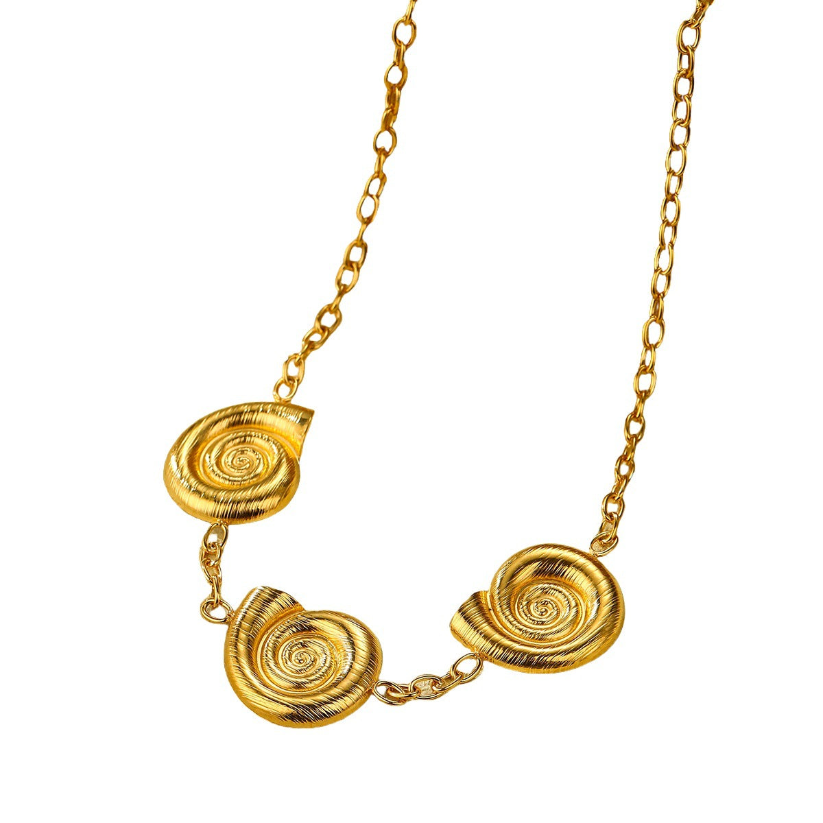 Collana con ciondolo a chiocciola a spirale alla moda in acciaio inossidabile con placcatura in oro 18 carati da donna