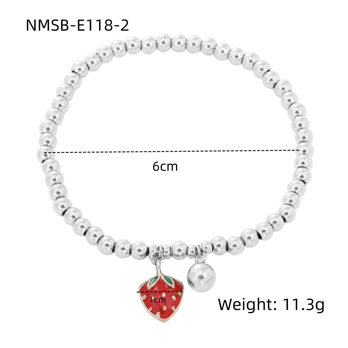 Fashionable Strawberry Charm Titanium Steel Bracelet for Women with 18K Gold Plated Beads and Stainless Steel Chain