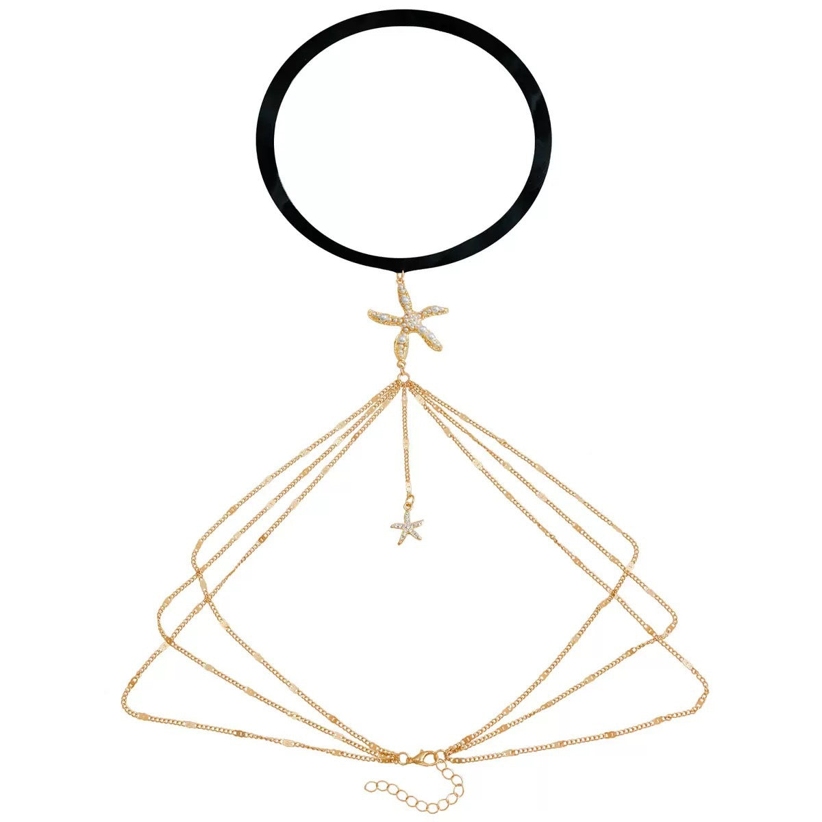Casual Marine Starfish Alloy Plated Leg Chain with Tassel and Elastic Band