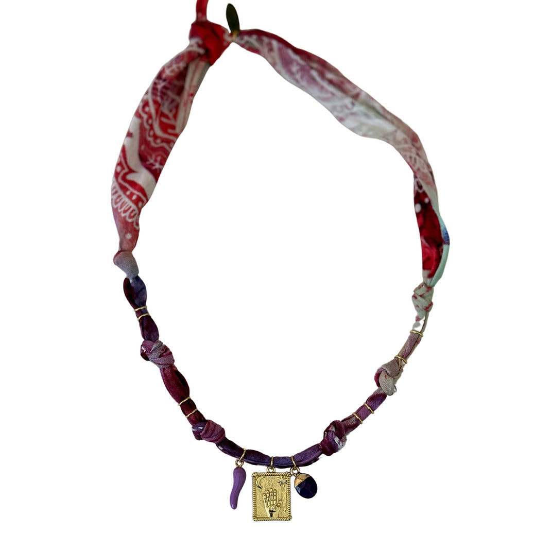 Bohemian Style Star Mushroom Cherry Multi-Pendant Necklace for Women with Copper Chain and Resin Pendants, Electroplated Finish